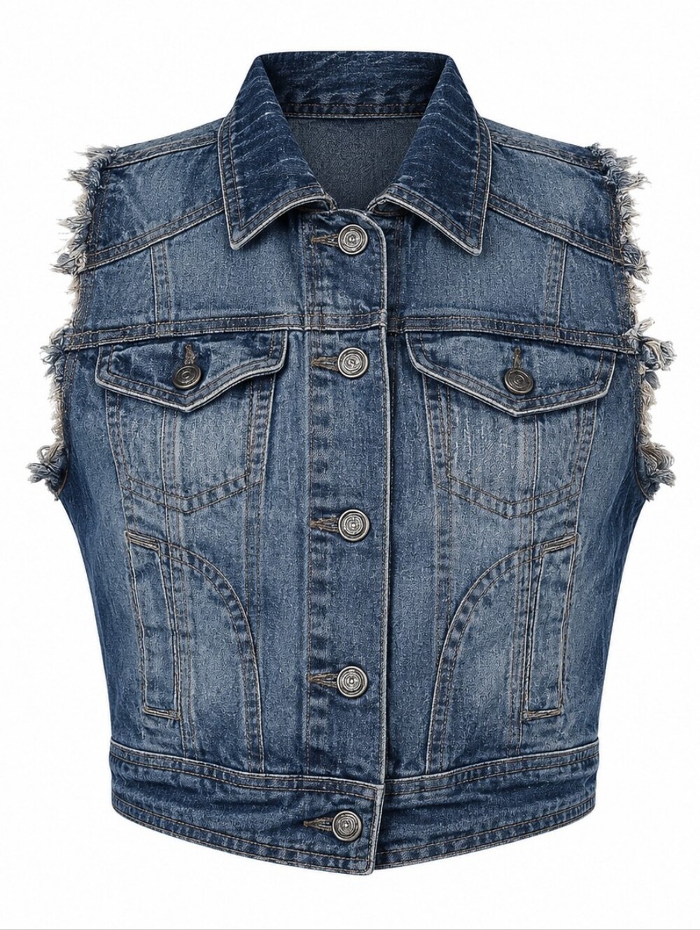 Vintage Candie's Britney Collection Distressed Denim Vest Y2K Western Festival M